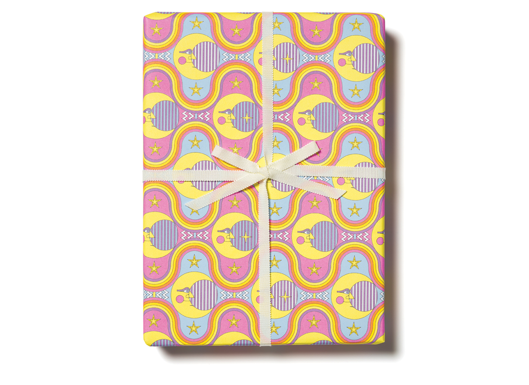 Moon and Rainbows wrapping paper