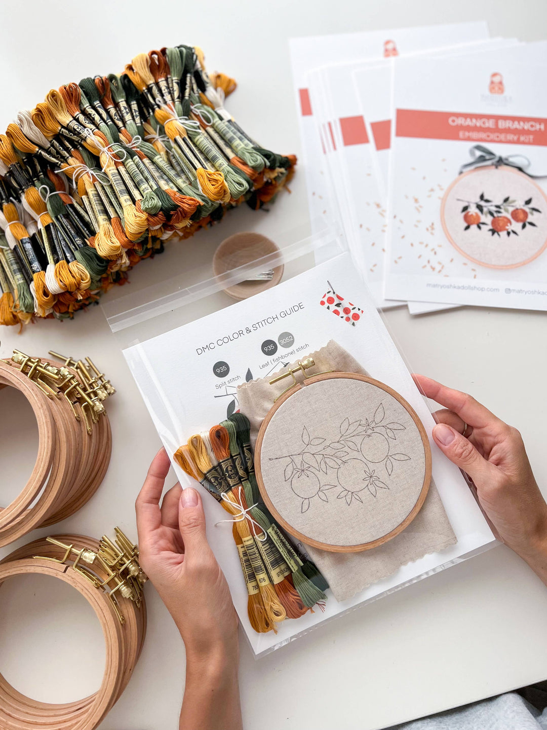 Orange Branch embroidery DIY kit