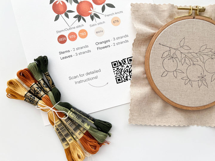 Orange Branch embroidery DIY kit