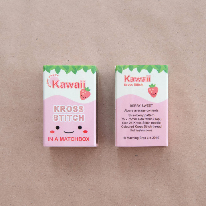 Kawaii Strawberry Mini Cross Stitch Kit In A Matchbox