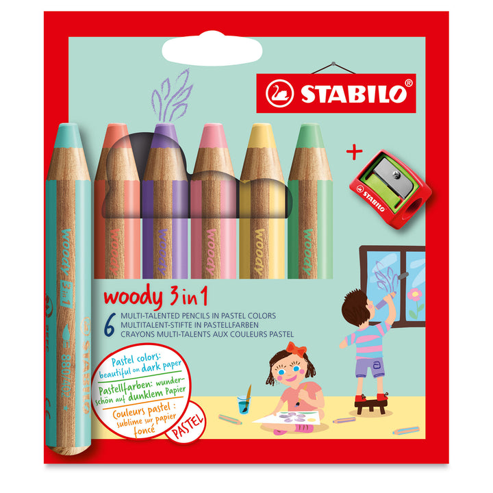 Stabilo Woody Set of 6 with Sharpener