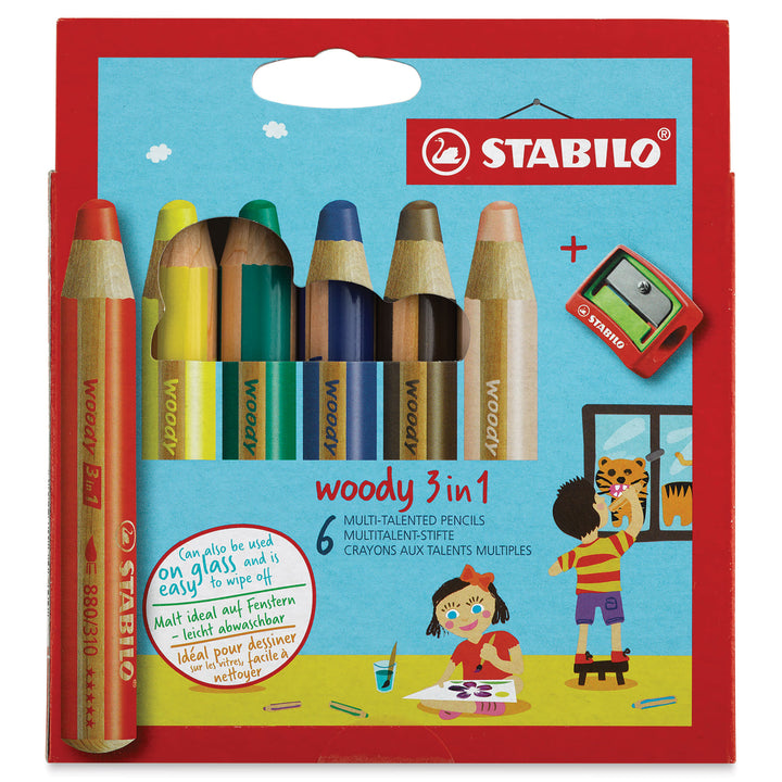 Stabilo Woody Set of 6 with Sharpener