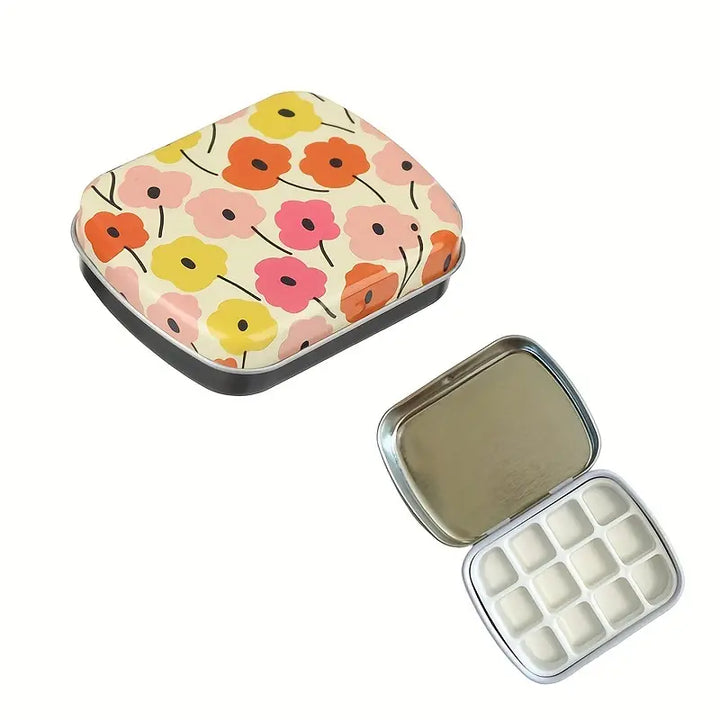 12-Grid Mini Watercolor Palette Tin