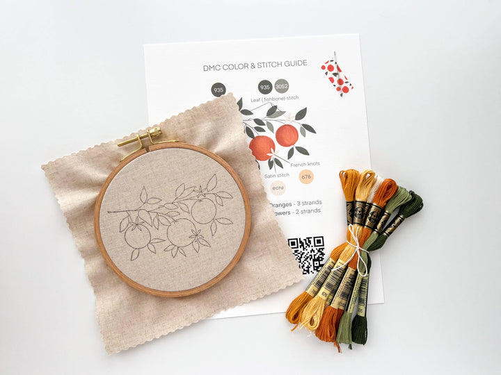 Orange Branch embroidery DIY kit