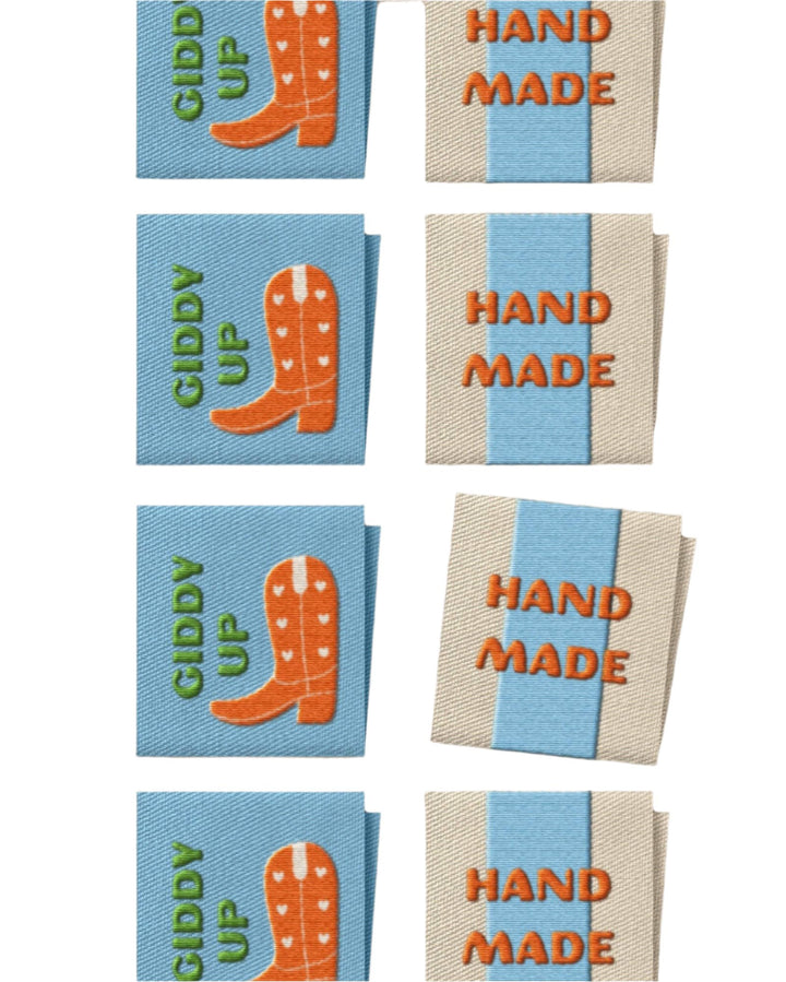 Hand Made Cowboy Boot Square Garment Labels